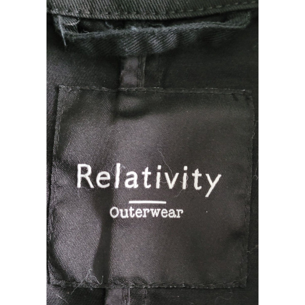 RELATIVITY Women's Tie Waist w/Bronze Metal Accents Black Outerwear Jacket-Sz Lg - Picture 6 of 9